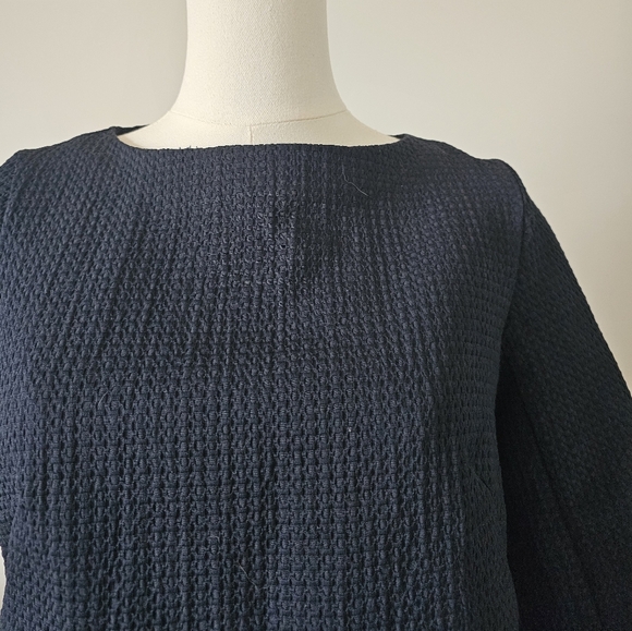 Club Monaco Xs Navy Boxy Ribbed Blouse - Picture 2 of 6